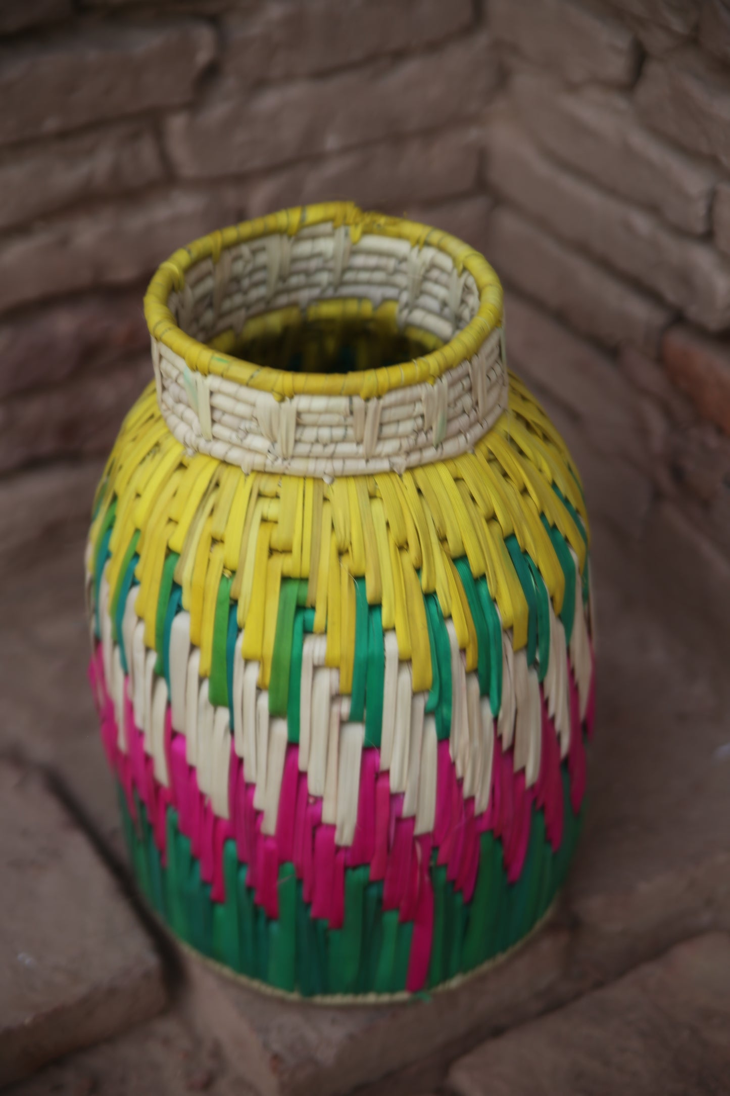 Vibrant Handwoven Decor Pot