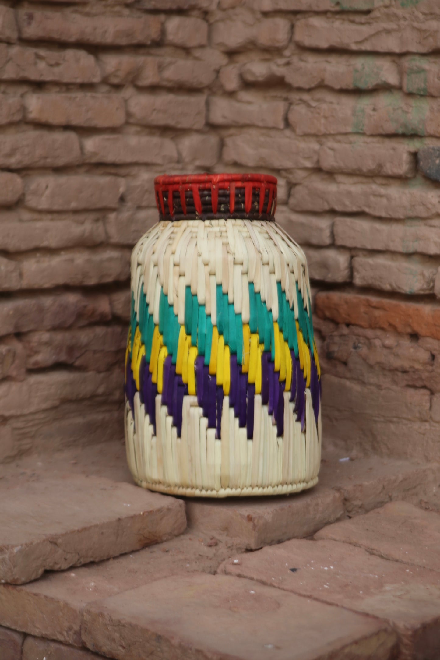 Vibrant Handwoven Decor Pot