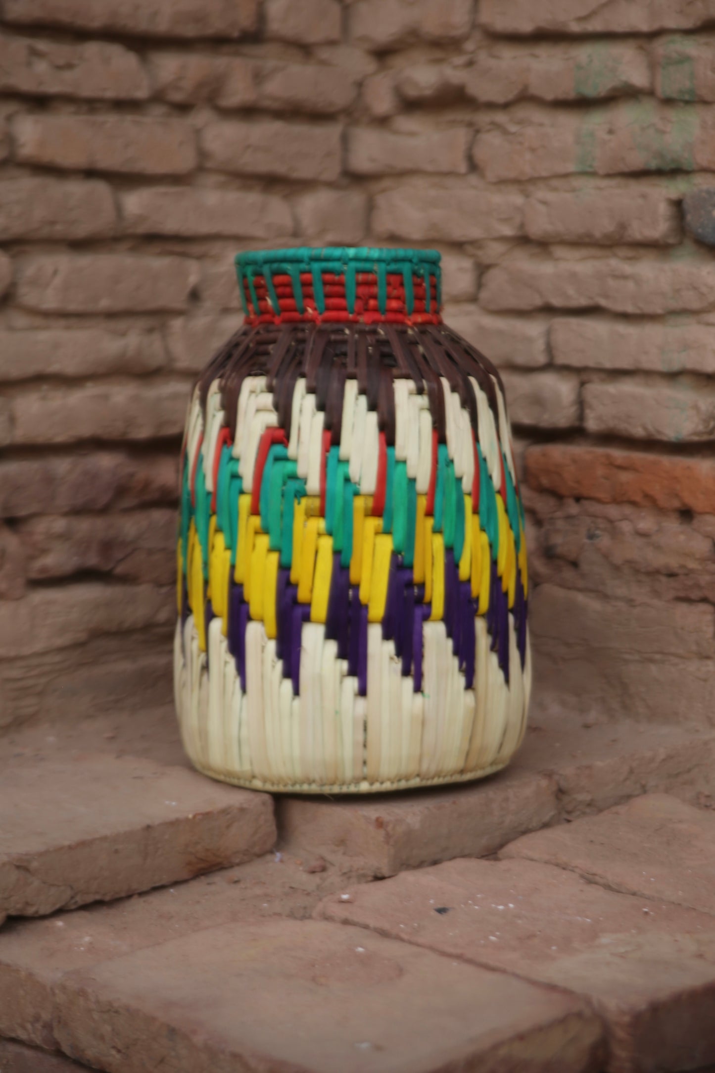Vibrant Handwoven Decor Pot