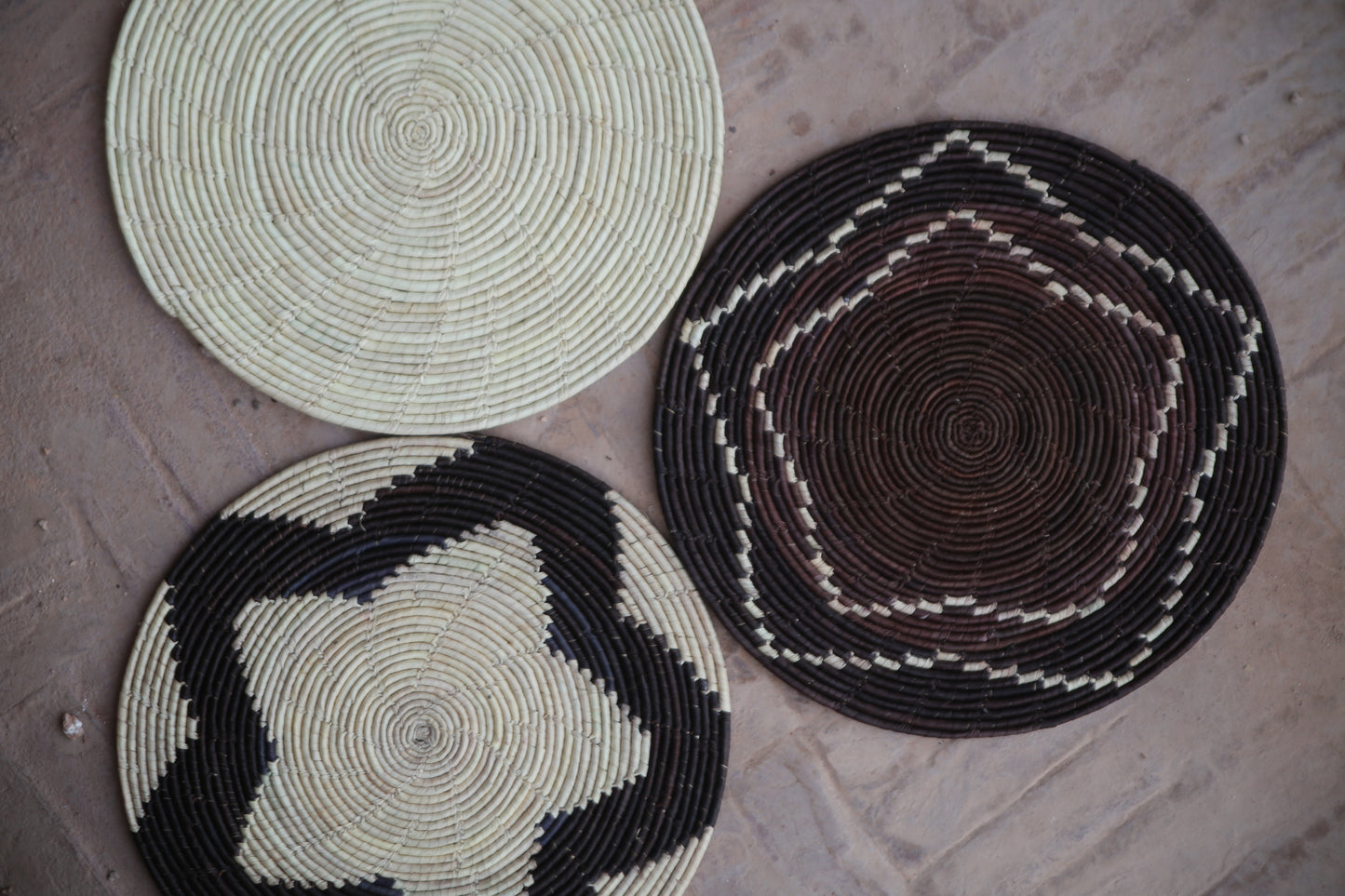 Brown Traditional Palm Leaf Wall Mats (Set of 3)
